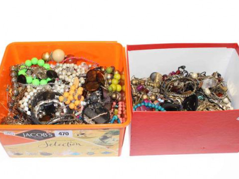 Two boxes of costume jewellery