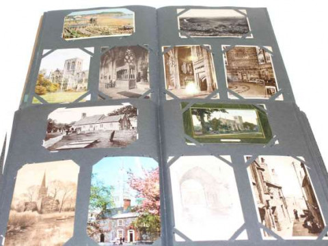 Two albums of postcards