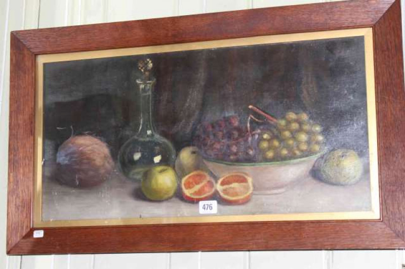 Still Life, oil on canvas, 29cm x 59cm, in oak frame
