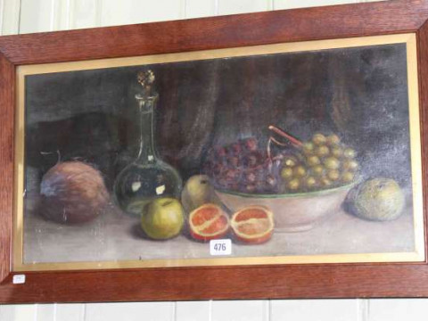 Still Life, oil on canvas, 29cm x 59cm, in oak frame