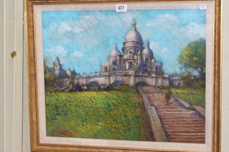 John Mackie, French Chateau, signed lower left, pastel, framed, 39.5cm x 49.5cm