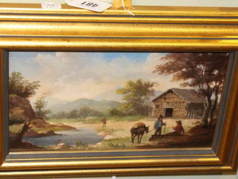 Rural Scene, oil on board, 12.5cm x 22.5cm, framed