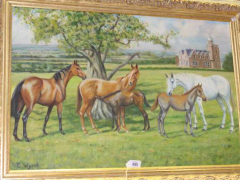 C. Wynd, Horses and Foals, signed lower left, oil on canvas, 50cm x 75cm,...