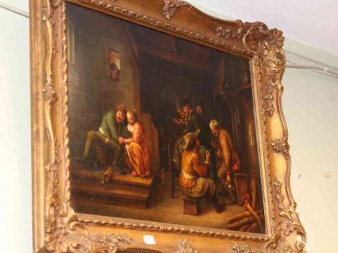 After David Tenniers, Figures in an Inn, oil on panel, 29cm x 39cm, in...