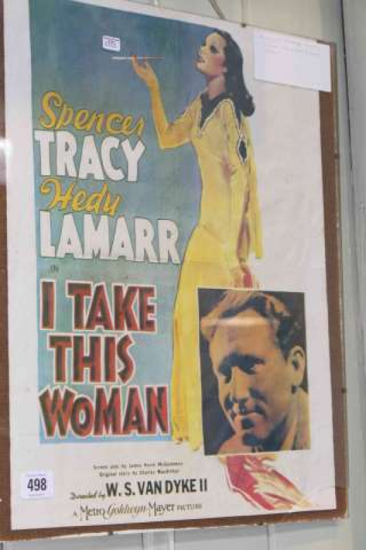 Film poster, Spencer Tracy and Hedy Lamarr in I Take This Woman