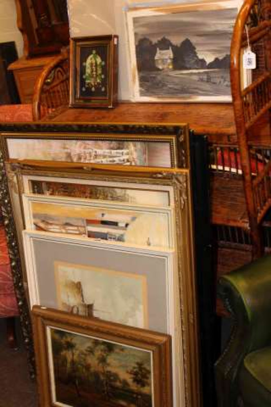 Collection of framed and unframed oils, watercolours, etc