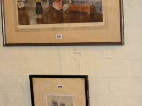 W. Russell Flint, Conversation Piece, artists proof, signed in the margin,...