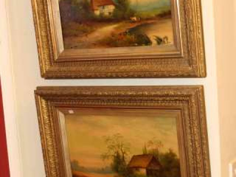 W. Gray, Cottages in Landscapes, signed lower right, oils on canvas, a...