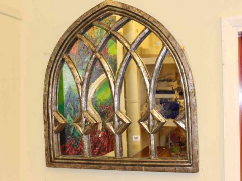 Gothic style silvered wall mirror