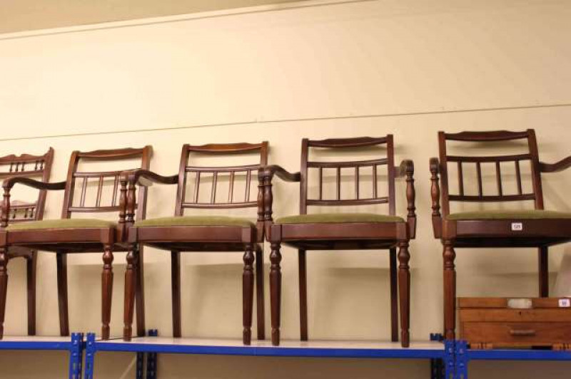 Set of four mahogany elbow chairs