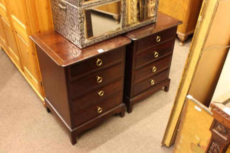 Pair Stag Minstrel four height pedestal chests