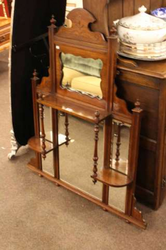 Victorian walnut overmantel mirror