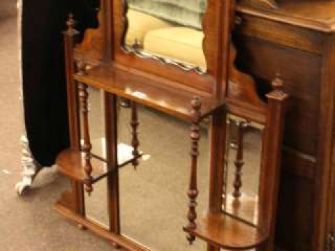 Victorian walnut overmantel mirror