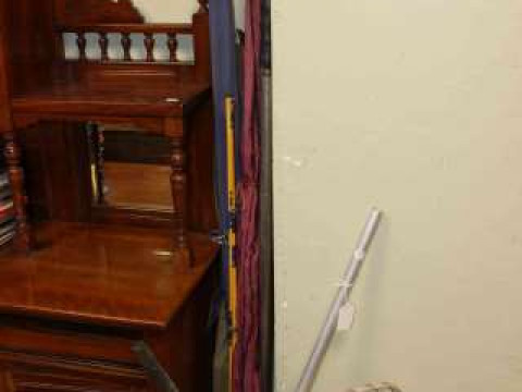 Collection of fishing rods, wading pole, landing nets, various reels,...
