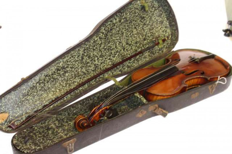 Cased violin and bow