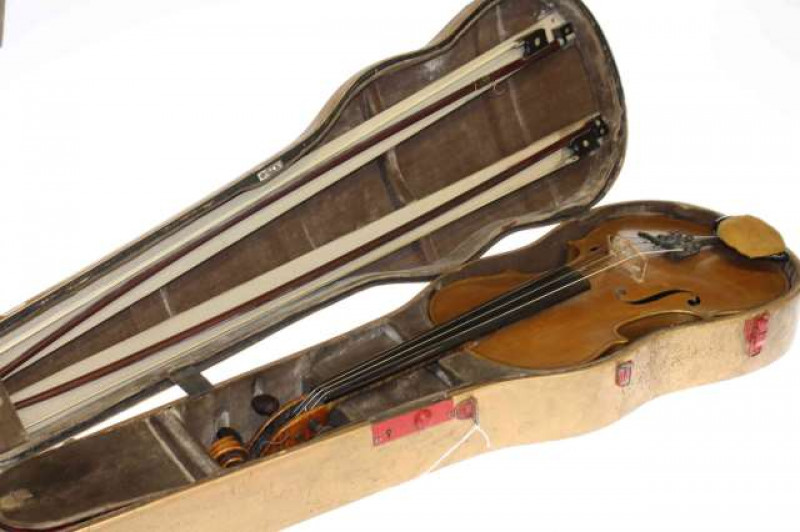 Cased violin and bow