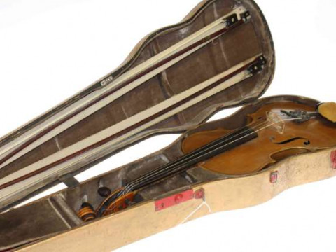 Cased violin and bow