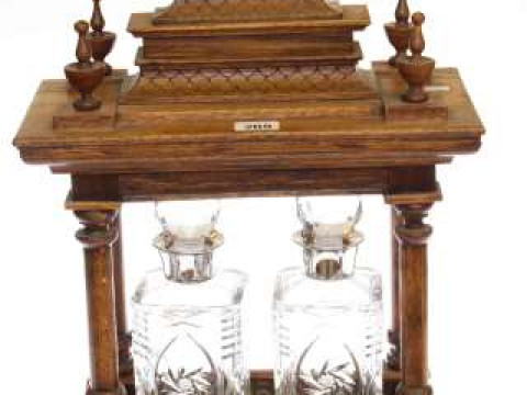 Oak two bottle tantalus