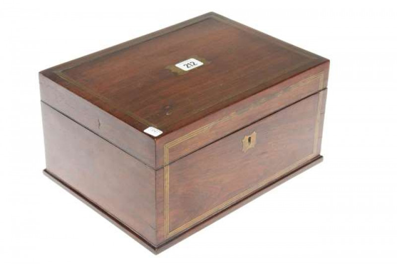 19th Century brass inlaid rosewood companion box