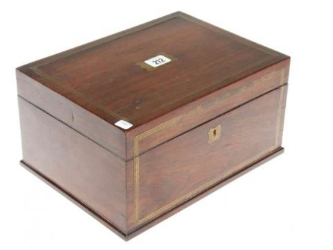 19th Century brass inlaid rosewood companion box