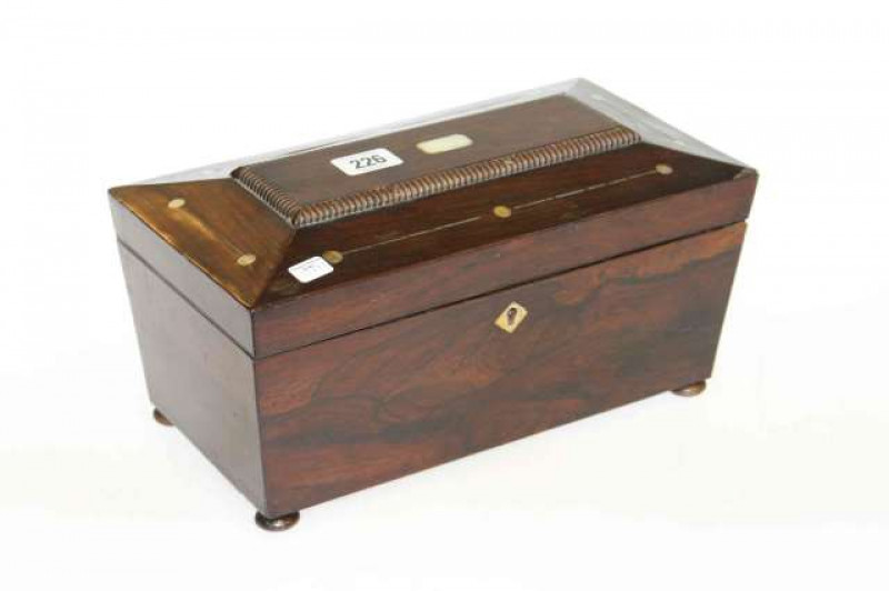 Antique rosewood tea caddy