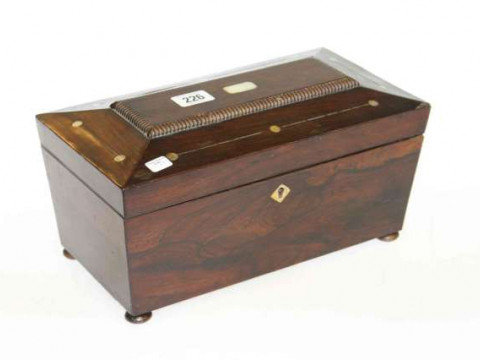 Antique rosewood tea caddy