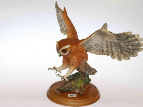 Franklin Mint porcelain owl sculpture
