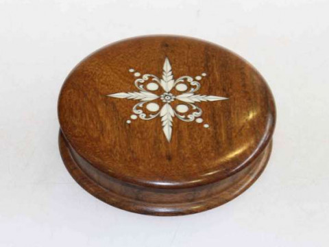 Bone inlaid circular box