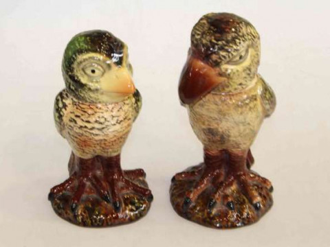 Two Martin Bros style wally bird jars