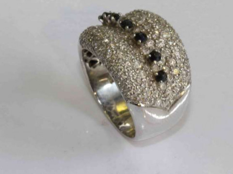 Sapphire and diamond ring, stamped 18k