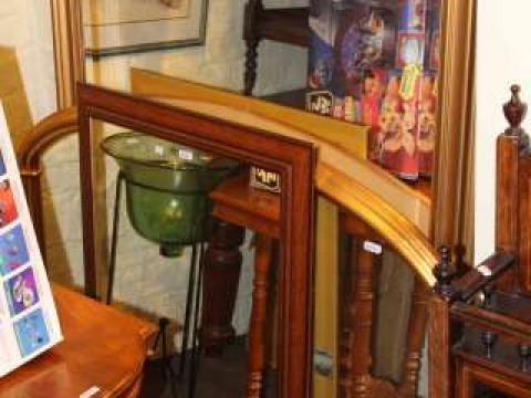 Gilt framed overmantel mirror and two framed wall mirrors (3)