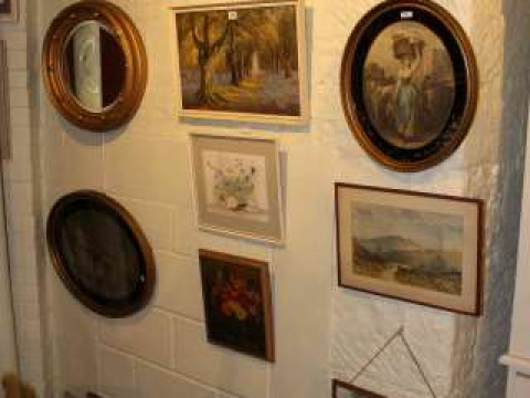 Collection of twenty-five various watercolours, ovals, prints and mirrors