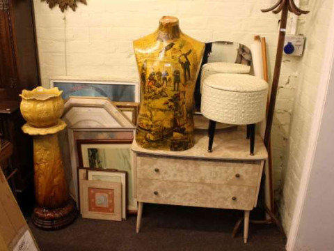 Bentwood coat stand, 1950's/1960's melamine dressing table, sewing stool,...