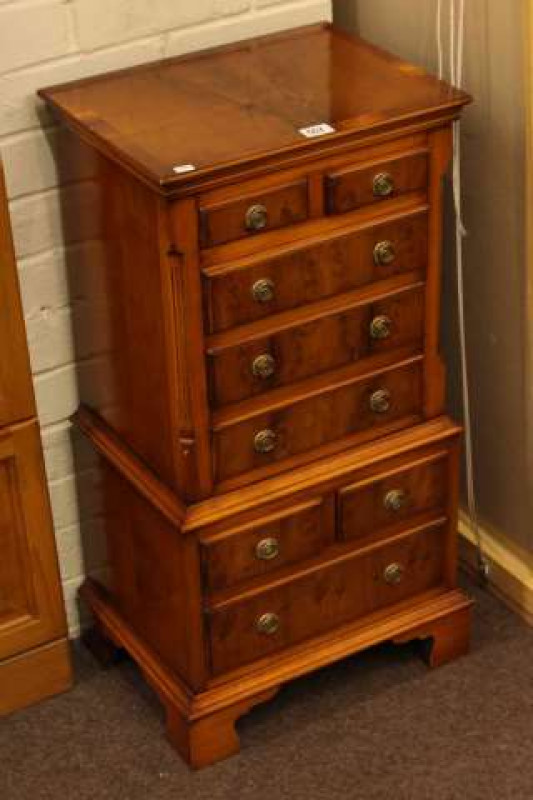 Bevan Funnell Reprodux small yew tallboy chest