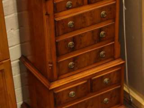 Bevan Funnell Reprodux small yew tallboy chest