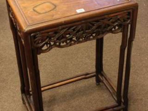 Nest of two Oriental hardwood tables