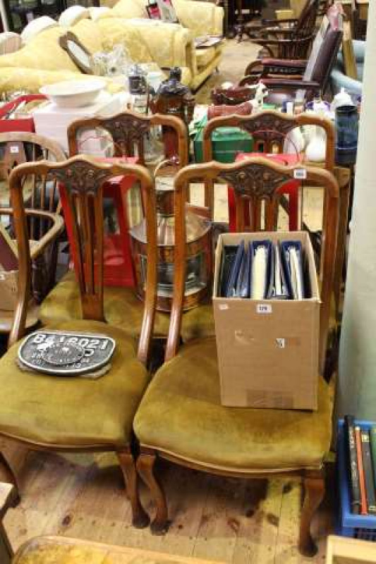 Set of four Victorian cabriole leg dining chairs