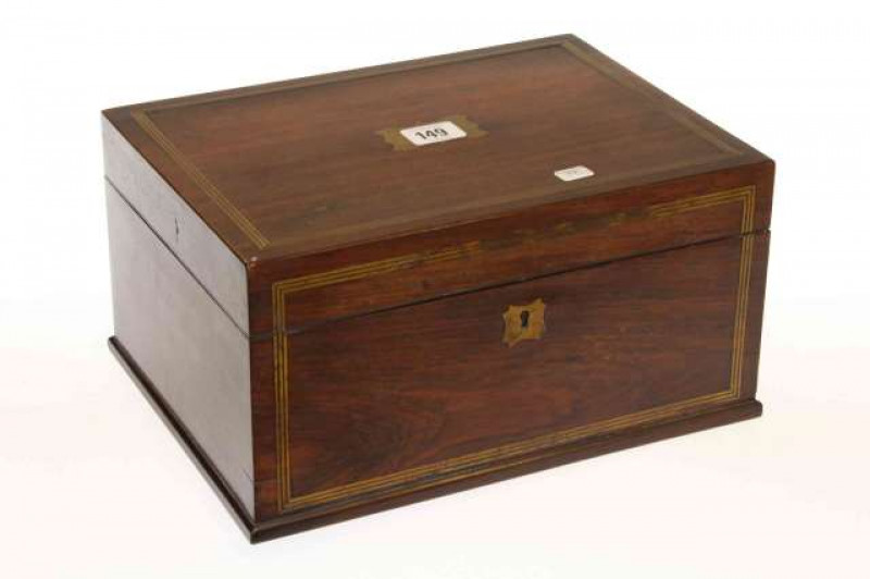 Antique brass inlaid trinket box