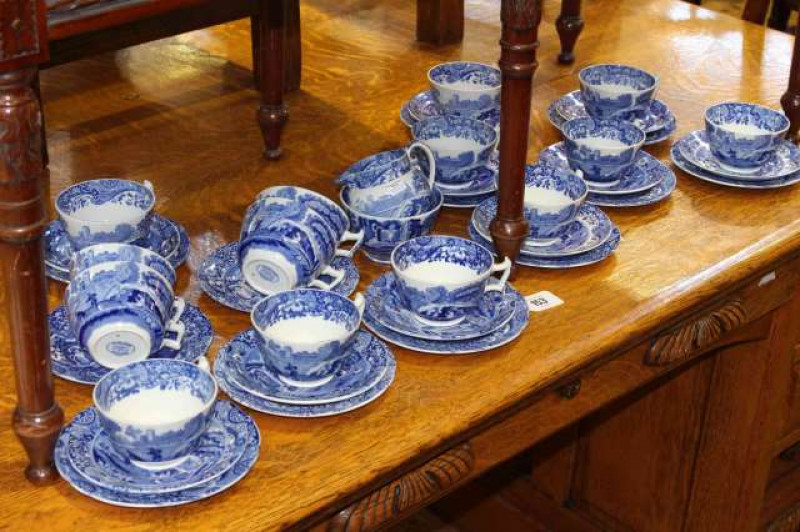 Copeland Spode Italian blue and white tea china, over thirty five pieces
