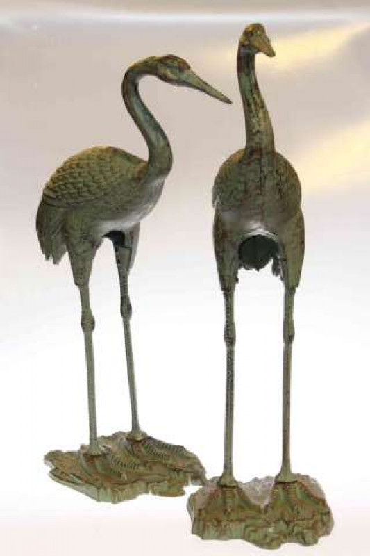Pair metal garden herons