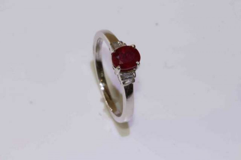 18 carat gold, ruby and diamond ring