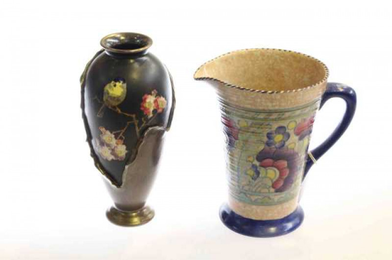 Charlotte Rhead Crown Ducal jug and Bretby vase (2)
