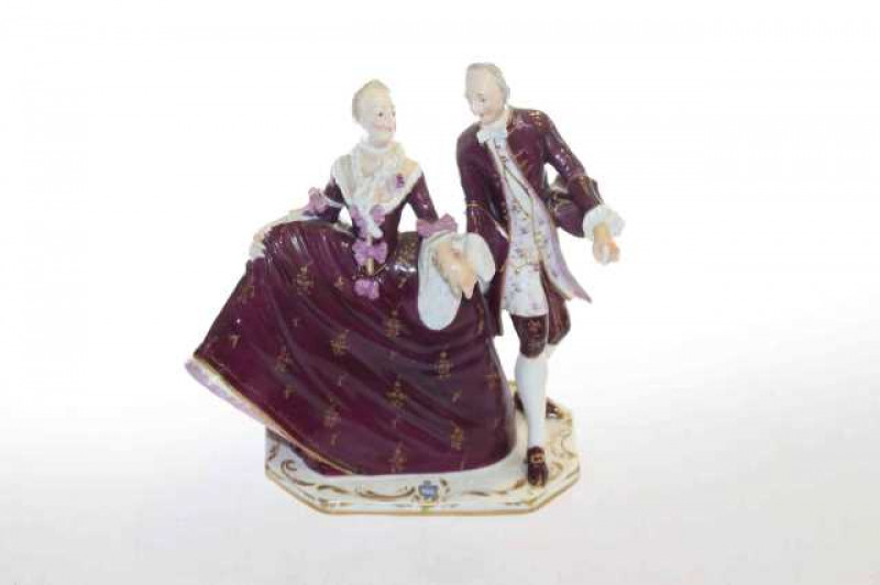 Continental porcelain gallant and lady group