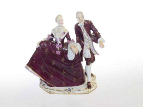 Continental porcelain gallant and lady group