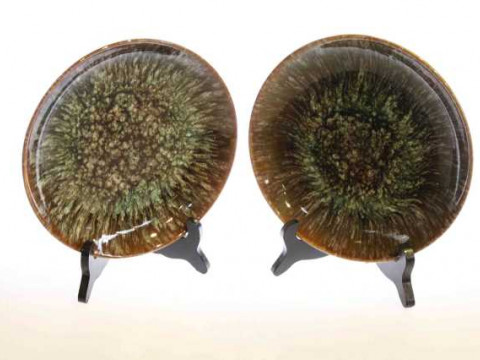 Pair of Linthorpe pottery plates, designed by Christopher Dresser, no....