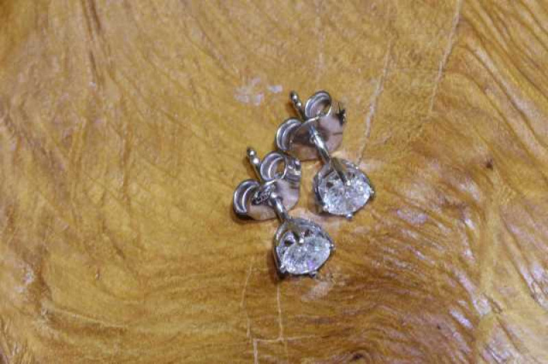 Pair of 18 carat gold and diamond stud earrings