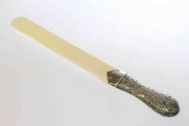 Victorian silver and ivory page turner, George Unite, Birmingham 1889
