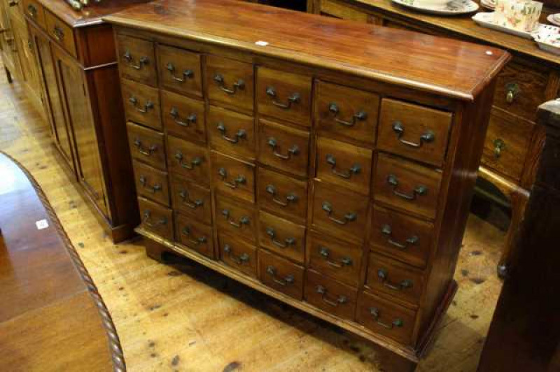 Indonesian teak chest of thirty drawers