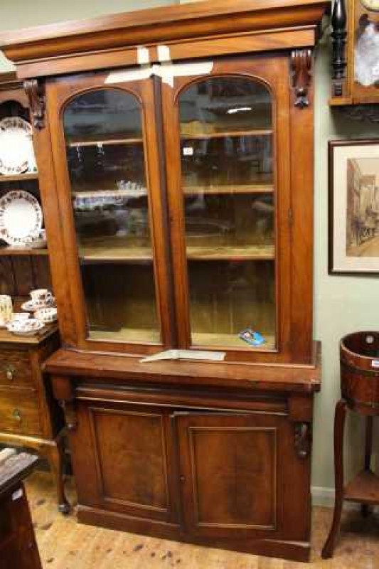 Victorian mahogany glazed door cabinet bookcase