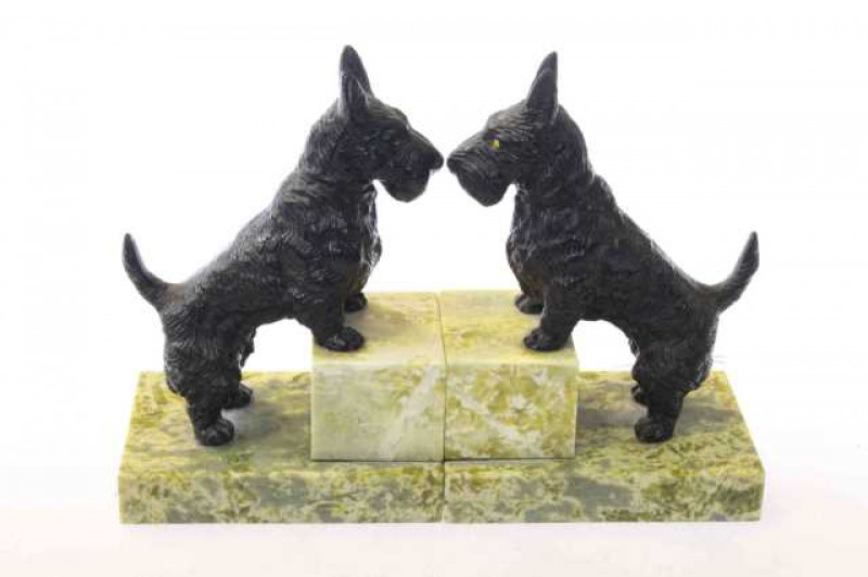 Pair of spelter Scottie dog bookends